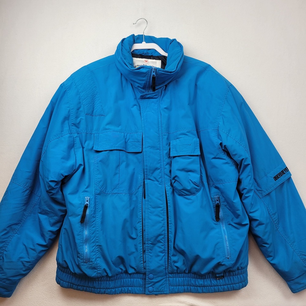 Obermeyer Mens Blue Vintage Ski Jacket Multi Pocket Winter Parka‎ Large XL